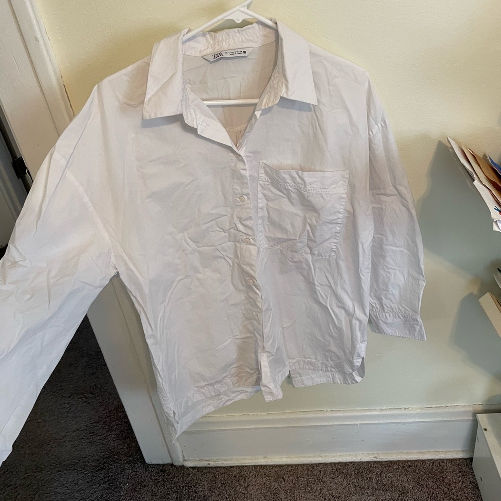 White Zara button down shirt